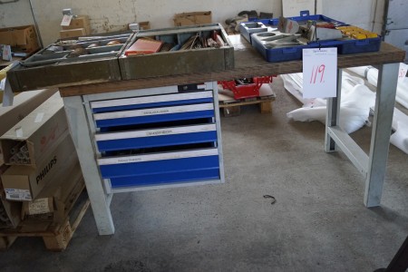 Workbench 150x88b70 cm with 4 drawers