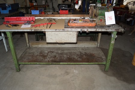 Arbejdsbord 200x90x80 cm, med skuffe + bænksliber, med mere