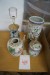 Porcelain lamp h.60 cm + 2 vases h. 30 - 45 cm + jar with lid h. 20 cm