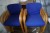 10 stole med ryg, blå stumtjener 108x40 cm