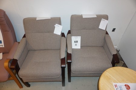 2 pcs. Deer Knudsen candlestick chairs. Wool / mahogany. 70x90x80 cm.