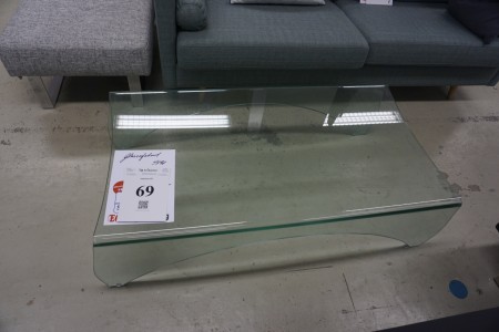 Glas sofabord. 120x70x36 cm.