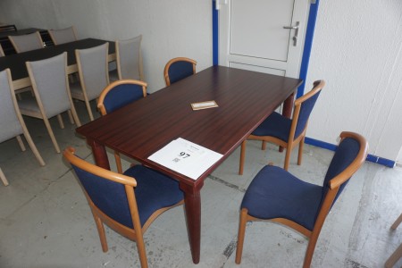 Spisebord. 90x160x73 cm. + 5 stole. Kirsebær Brugt