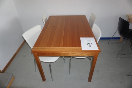Dining table. Cherrywood. With extension. 135x90x77 cm. + 4 chairs in white crown