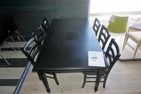 Tabelle. 180x100x76 cm. + 6 Stk. Stühle.