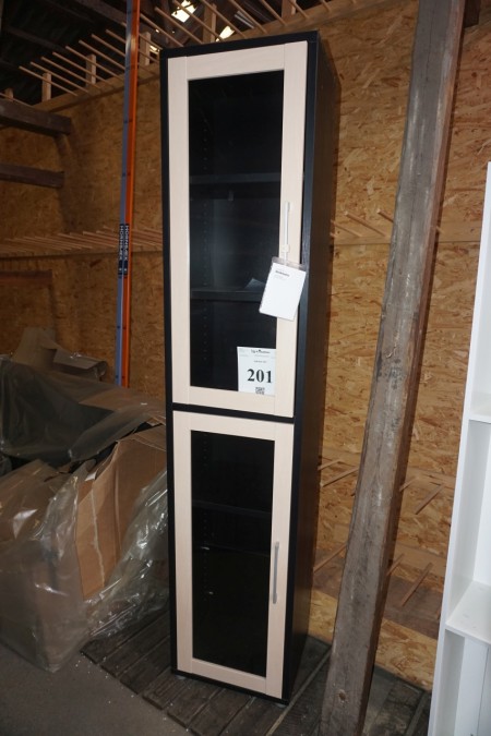Shelf with glass locks / cover Model 80429 + 80432. Black maple. 220x40x47 cm.