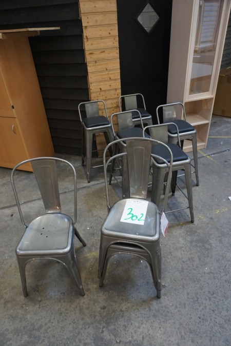 5 pieces. bar stools. + 3 pcs. Alm. Chairs. Color: gray.
