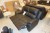 2-person leather sofa with footstool.