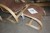 Armchair. Brown fabric / plywood 100x80x67 cm. + ottoman.