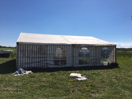 Alu telt med dug 100m2, 3 stk spær, komplet: 2 stk 5x10 m2