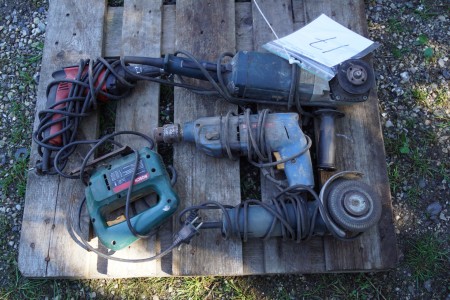 5 power tools, angle grinder large and small + drills + jigsaw