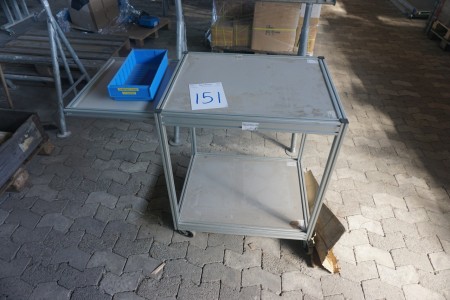 Trolley with aluminum frame and wooden plate 116x60x90 cm