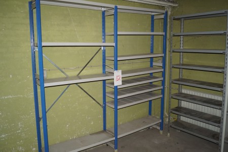 2 pcs steel shelves: 2 pcs on 208x210x30 cm and 2 pcs on 183x203x30 cm