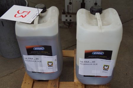 2 canisters with hydraulic oil mark: ULTRA VG 46 one is 1/3 full