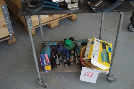 Various air tools + trolley 75x75x60 cm