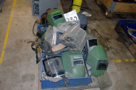 Pallet with welding, grinding and fresh air helmets etc.