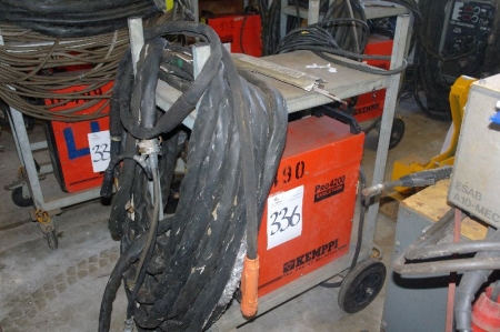 Kemppi Pro Evolution 4200 MIG / TIG welder with cable. Mounted in the frame on wheels.