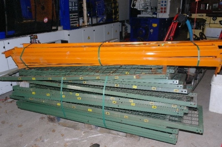 Large batch of steel shelving + beams pallet rack, etc.