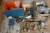 Pallet of various valves + packs + taps etc. + Pallet with air hose.
