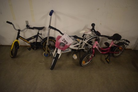 3 pieces. children's bikes + scooters. Mosquito, Rocky, Winther & Flashing Storm