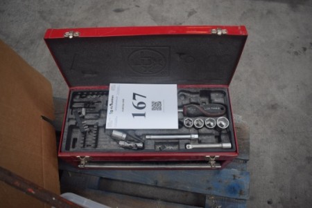 Assortment box with content. These include wrench sets