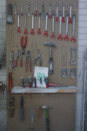 Tool board with hand tools