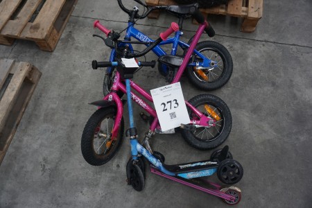 2 pcs. scooters + 2 children's bikes.