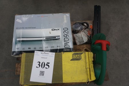 DVD player hedge trimmer etc.