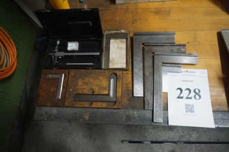 Various measuring tools right angle and caliper.