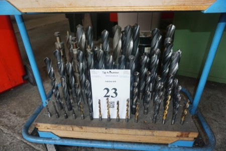 Content on shelf in trolley various spiral drills.