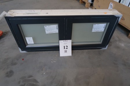 Holz / Aluminiumfenster, Anthrazit / Weiß, H50xB115,4 cm, Rahmenbreite 14,8 cm, mit festem Rahmen, 3-lagiges Mattglas. Modell Foto