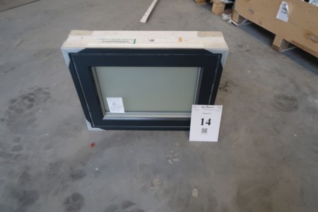 Holz / Aluminium-Fenster, Anthrazit / Weiß, H50xB64,9 cm, Rahmenbreite 14,8 cm, mit festem Rahmen, 3-lagiges Mattglas. Modell Foto