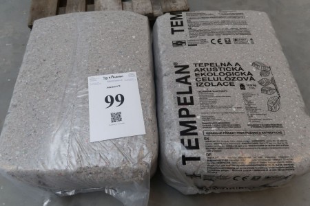 80 packs of paper wool Tempelan. 12.5 kg per package. 1 pack corresponds to approximately: 3.5 m2 in 100 mm thickness. See PDF file for datasheet