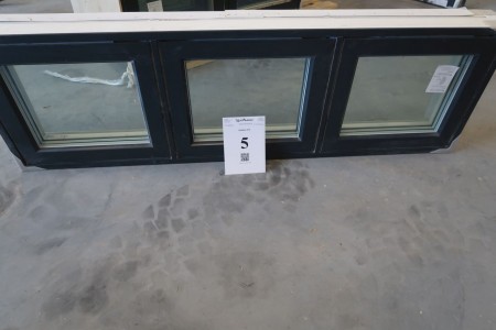 Holz / Aluminium-Fenster, Anthrazit / Weiß, H50xB115,5 cm, Rahmenbreite 14,8 cm, mit festem Rahmen, 3-Schicht-Glas. Modell Foto
