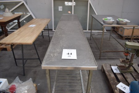 Steel table, h: 90 cm, l: 302 cm, d: 50.5 cm