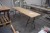 Holztisch mit Stahlbeinen, L: 218 cm, H: 72 cm, T: 61,5