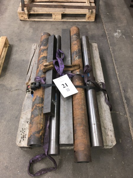 Pallet with various item pipes and shaft steel.
