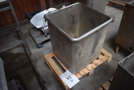 Stainless tub on wheels. 55 * 55 * 65 cm. (Honor butcher during bankruptcy)