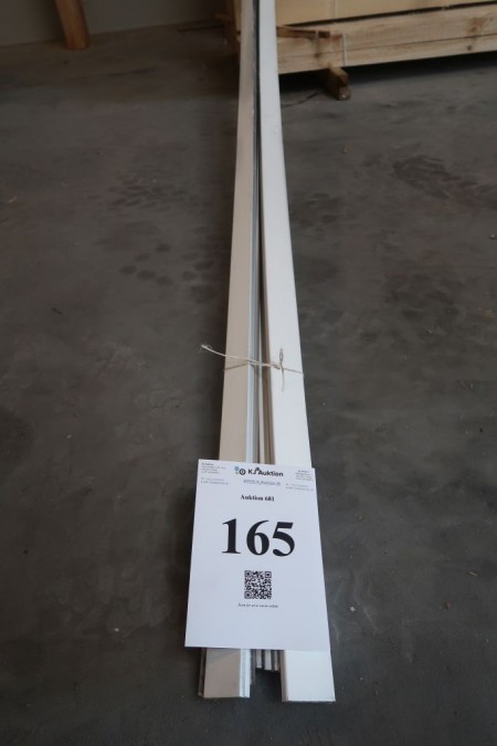 18 meter lister 9x55x3000 mm, hvid. Samt 15 meter 9x43x3000 mm, hvid