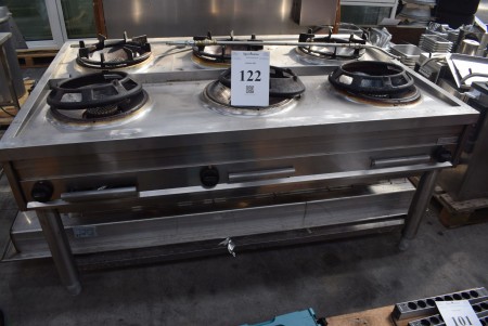 Industrial gas cooker with 6 burner.180 * 120 * 82cm Brand: modular. + Heating 210 * 64 * 35 type: yxzr-2260v