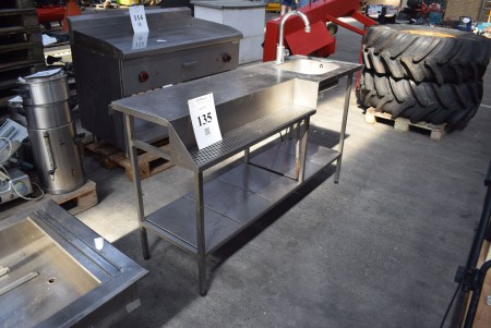 Stainless steel sink with sink. 162 * 57 * 90 cm.