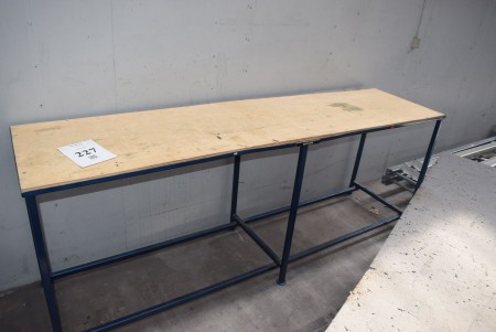 Work table with iron frame. 245 * 63 * 93cm.