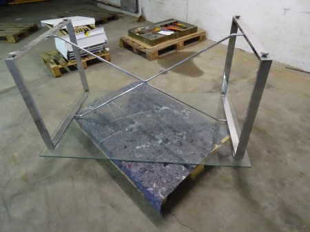 Glas spisebord på chrom stel 150x90x74 cm