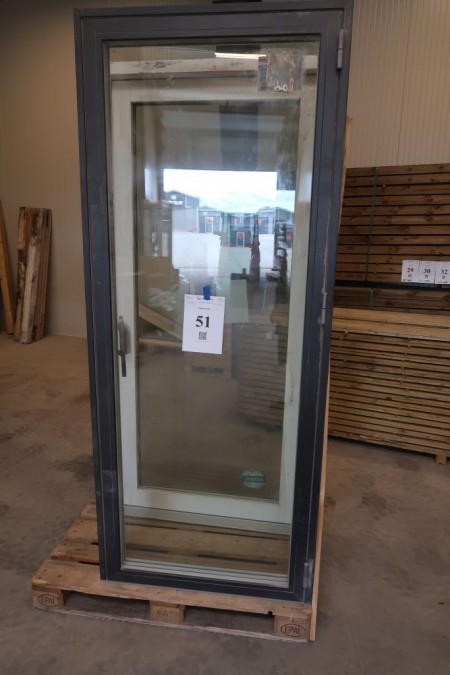 Patio door, wood / alu, right out, anthracite / white, W90xH218.5 cm, frame width 15 cm