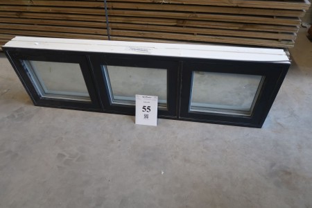Holz / Aluminium-Fenster, Anthrazit / Weiß, H50xB165,3 cm, Rahmenbreite 14,8 cm, mit festem Rahmen, 3-Schicht-Glas. Wurde angepasst