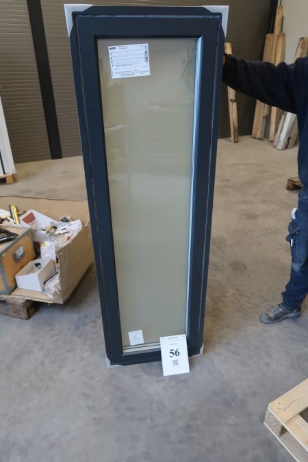 Holz / Aluminium-Fenster, Anthrazit / Weiß, H170xB55.1 cm, Rahmenbreite 14.8 cm, mit festem Rahmen, 3-lagiges Mattglas.