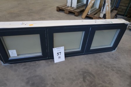 Wooden / aluminum window, Anthracite / white, H50xW165.3 cm, frame width 14.8 cm, with fixed frame, 3-layer matt glass.