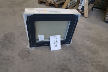 Holz- / Aluminiumfenster, Anthrazit / Weiß, H50xB60,8 cm, Rahmenbreite 14,8 cm, mit festem Rahmen, 3-lagiges Mattglas.