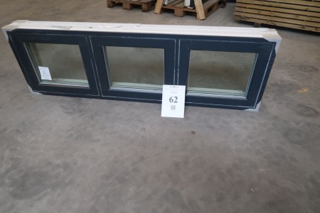Wooden / aluminum window, Anthracite / white, H50xW164.8 cm, frame width 14.8 cm, with fixed frame, 3-layer glass.