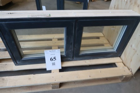 Holz / Aluminium-Fenster, Anthrazit / Weiß, H50xB115,4 cm, Rahmenbreite 14,8 cm, mit festem Rahmen, 3-Schicht-Glas.